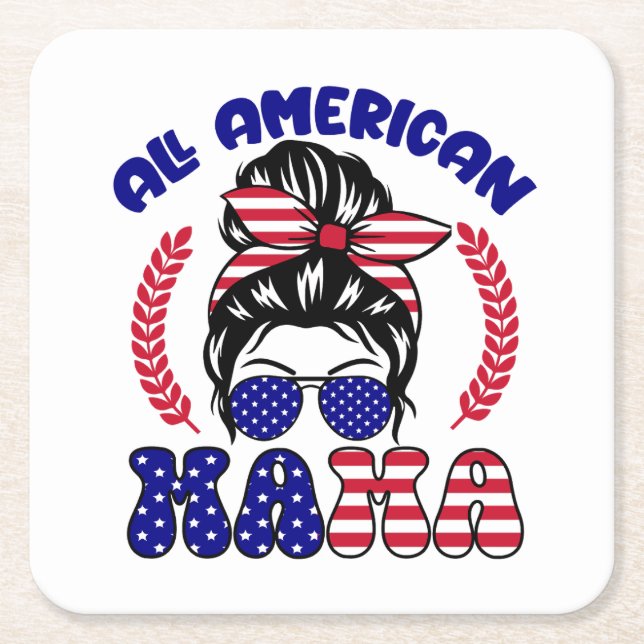 All amerikansk Mamma Underlägg Papper Kvadrat (Framsidan)