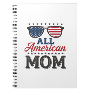 All Amerikansk Mamma Vintage Patriotisk Shirt Desi Anteckningsbok
