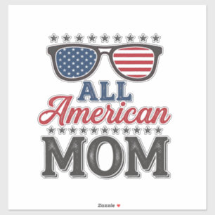 All Amerikansk Mamma Vintage Patriotisk Shirt Desi Klistermärken