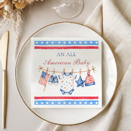 All Amerikansk Patriotisk 4:e Juli Bebis Shower Pappersservett