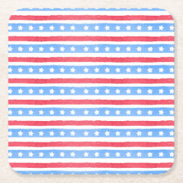 All Amerikansk Patriotisk 4:e Juli Fest Underlägg Papper Kvadrat