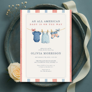 All Amerikansk Patriotisk Babyfest Inbjudningar