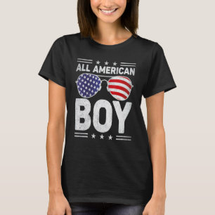 All amerikansk pojke 4:e juli Sunglass US Flagga T Shirt
