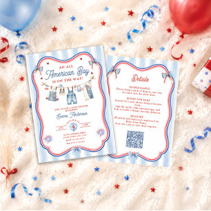 All Amerikansk Pojke Baby Shower Allt-i-ett Inbjudningar