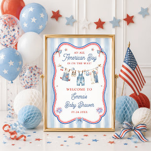 All Amerikansk Pojke Baby Shower Välkomst Poster