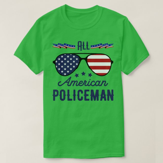 All amerikansk polis 4:e juli Sunglass T Shirt (Design framsida)