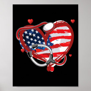 All amerikansk sjuksköterska 4 juli Patriotic USA Poster