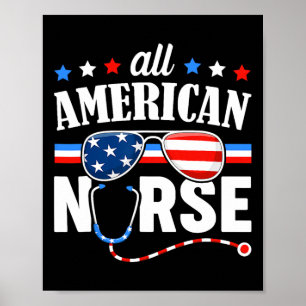 All amerikansk sjuksköterska 4 juli Patriotic USA Poster