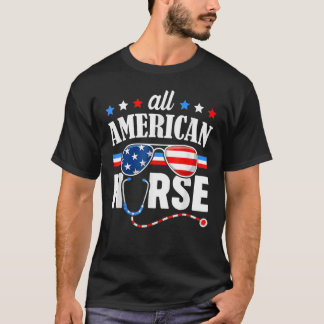 All amerikansk sjuksköterska 4 juli Patriotic USA T Shirt