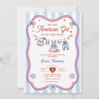 All Amerikansk Tjej Patriotisk Babyfirande Allt i Inbjudningar