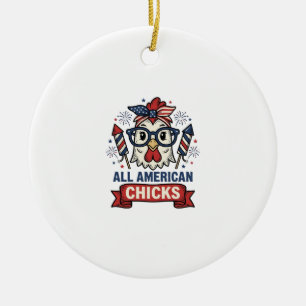 All Amerikanska Kycklingar Patriotisk Kyckling Vek Julgransprydnad Keramik