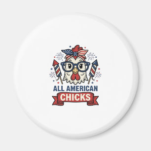 All Amerikanska Kycklingar Patriotisk Kyckling Vek Magnet