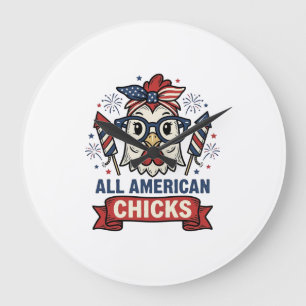 All Amerikanska Kycklingar Patriotisk Kyckling Vek Stor Klocka