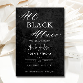 All Black Affair 40:e födelsedag Party Elegant Inbjudningar