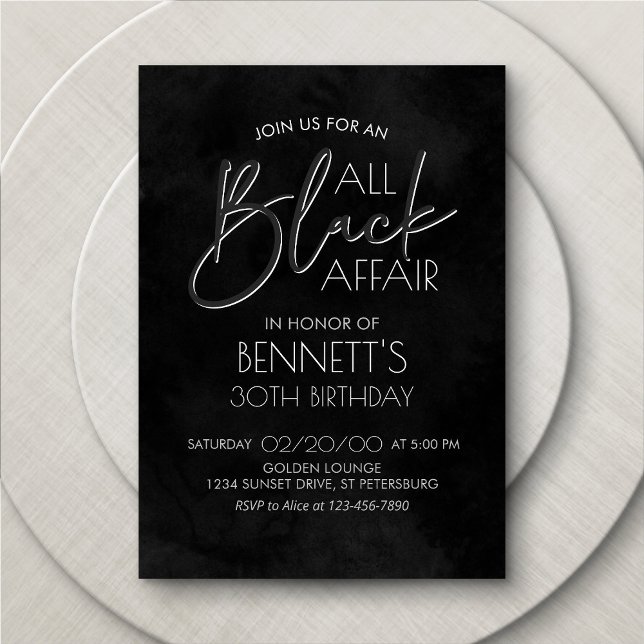 All Black Affair Birthday Inbjudningar (Skapare uppladdad)
