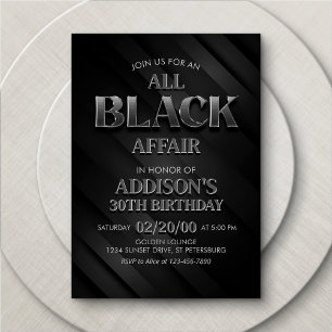 All Black Affair Festinödning Inbjudningar