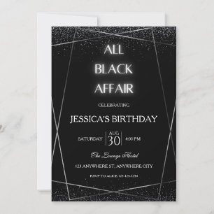 All Black Affair Födelsedagsfest inbjudan
