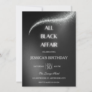 All Black Affair-Födelsedagsfest Inbjudningar