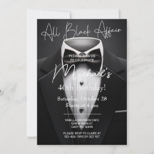 All Black Affair födelsedagsinbjudan för vuxen man Inbjudningar