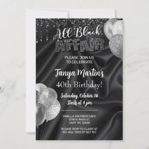 All Black Affair vuxen kvinna födelsedagsinbjudan. Inbjudningar