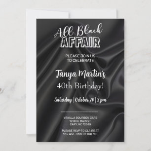 All Black Affair vuxen kvinnas födelsedagsinbjudan Inbjudningar