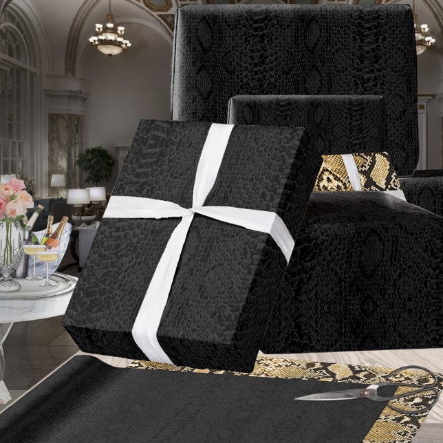 All Black Exotic Cobra Snakeskin Presentpapper (Skapare uppladdad)