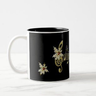 All Black Musical Note och Holly Julkaffe Två-Tonad Mugg