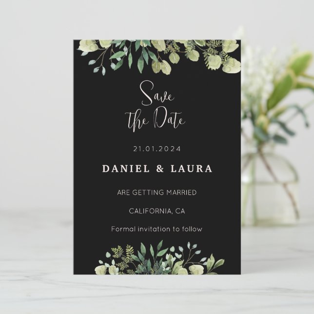 All Black Spara datum-inbjudan Inbjudningar (Stående Fram)