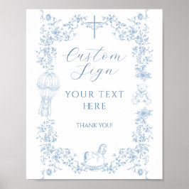 All Blue Toile Boy Baptism Elegant Anpassningsbar Poster