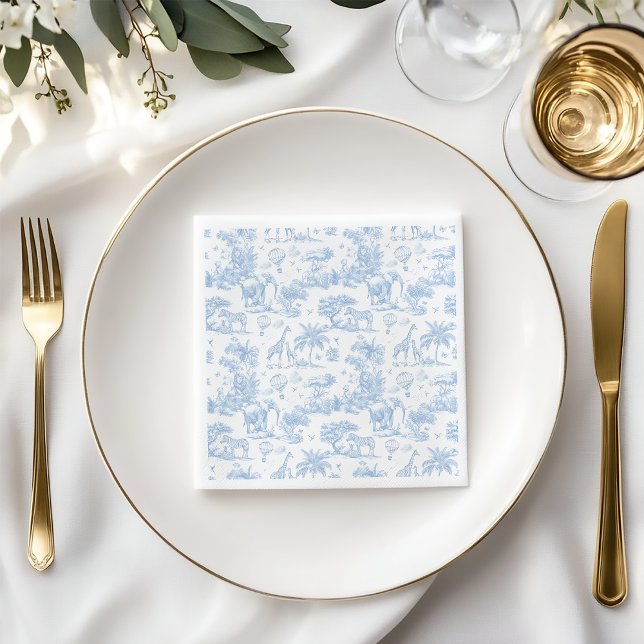 All Blue Toile Safari Animal Pojke Shower Pappersservett (Skapare uppladdad)