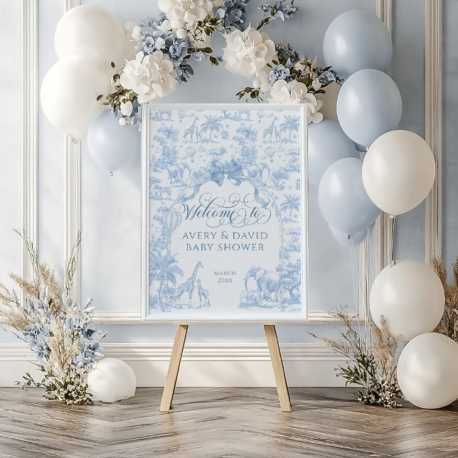 All Blue Toile Safari Animal Pojke Shower Poster (Skapare uppladdad)