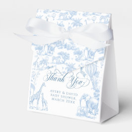 All Blue Toile Safari Animal Pojke Shower Presentaskar