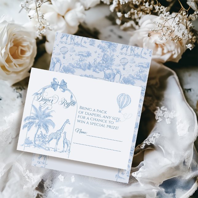 All Blue Toile Safari Animal Pojke Shower Tilläggskort (Skapare uppladdad)