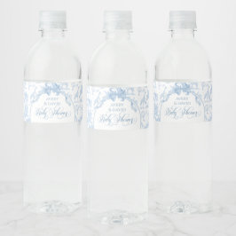 All Blue Toile Safari Animal Pojke Shower Vattenflaska Etikett