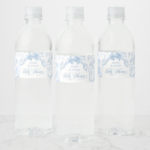 All Blue Toile Safari Animal Pojke Shower Vattenflaska Etikett