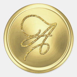 ALL BOKSTÄVER Guld Skript Monogram Mjukt Guld Runt Klistermärke