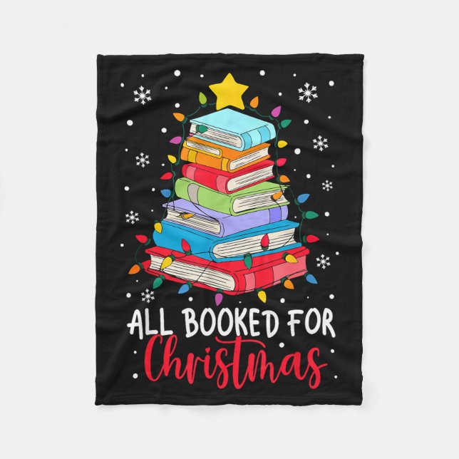 All Booked For Christmas Book Christmas Tree Light Fleecefilt (Framsidan)