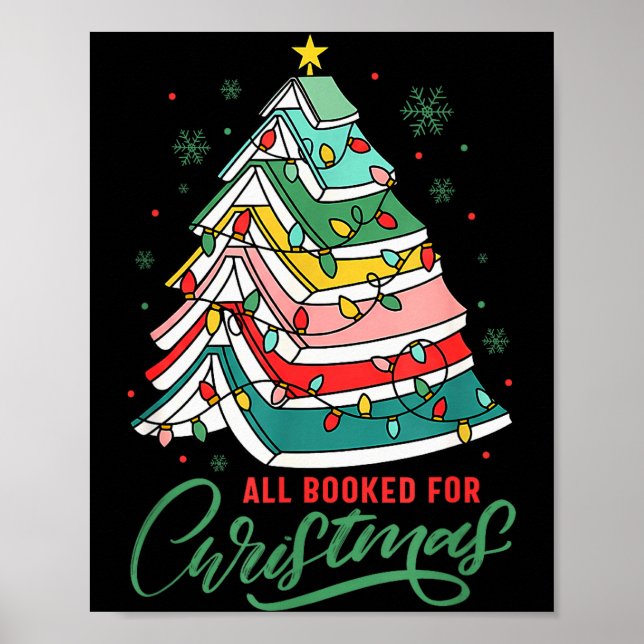 All Booked For Christmas Book Xmas Tree Lights Rea Poster (Framsidan)