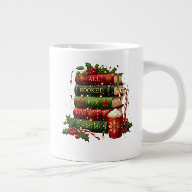 All Booked for Christmas | Cozy Holiday Book Lover Jumbo Mugg (Höger)