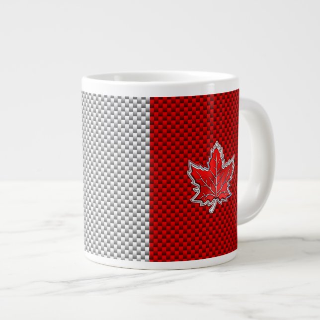 All Canadian Red Maple Löv on Carbon Fiber Print Jumbo Mugg (Framsida höger)