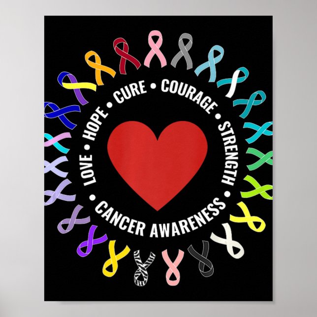 All Canceness Heart Ribbon Support-kamp för Poster (Framsidan)