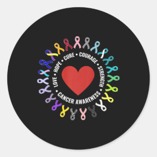 All Canceness Heart Ribbon Support-kamp för Runt Klistermärke