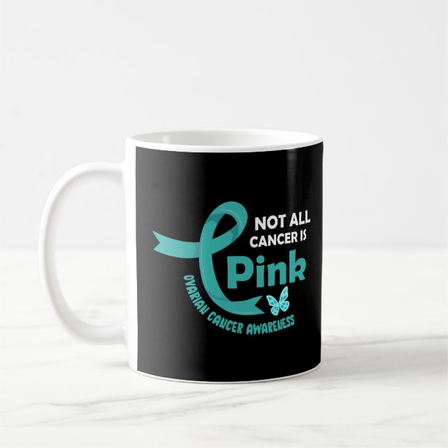 All cancer är inte Rosa - äggstocksribbon Färg Kaffemugg (Vänster)