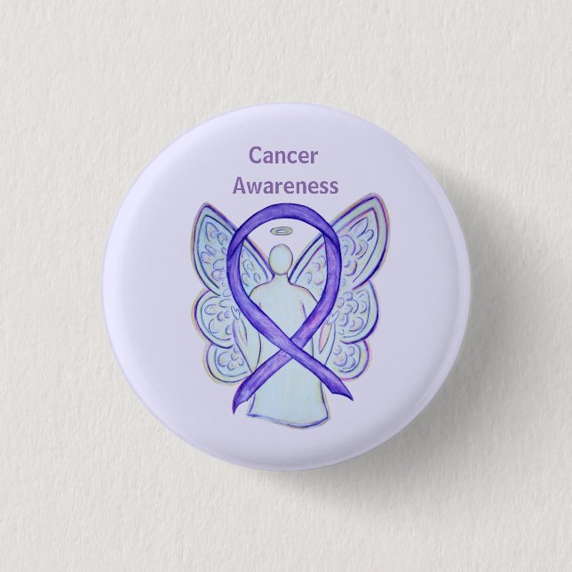 All Cancer Awareness Lavender Ribbon Pin Buttons Knapp (Framsida)