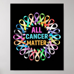 All Cancer Colorful Rosett band Cancer Awareness Poster