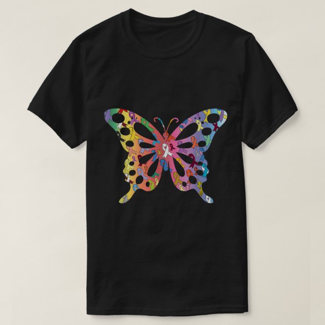 All Cancer Matters Awareness Butterfly All Ribbons T Shirt (Design framsida)