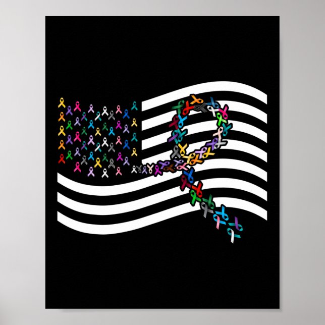 All Cancer Problem Us Flag All Ribbons World Cance Poster (Framsidan)
