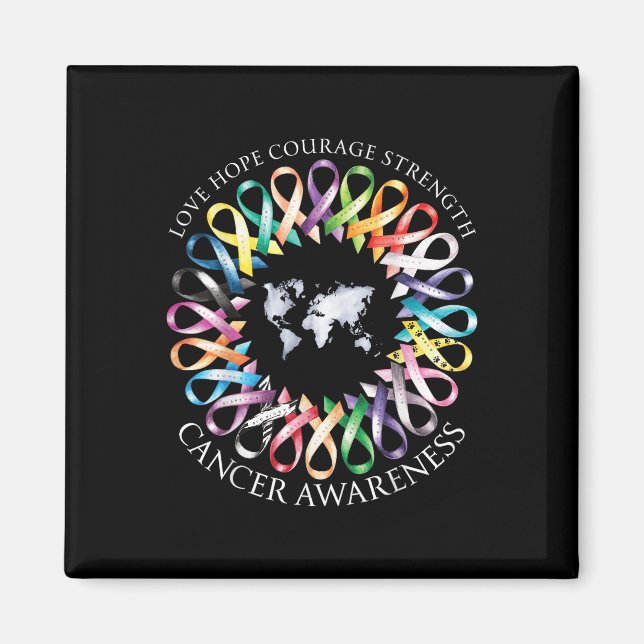 All Cancer S Survivors Awareness Fight Ribbon Supp Magnet (Framsidan)