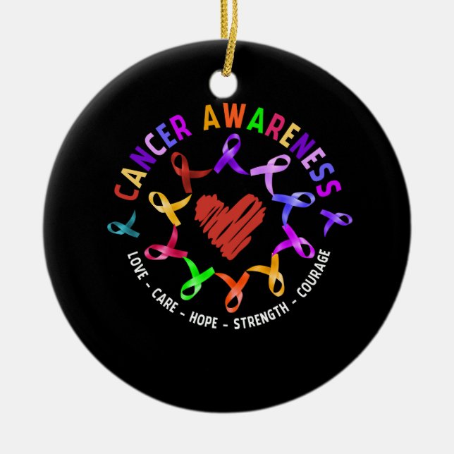 All cancermedvetenhet i kampen mot cancer i Multif Julgransprydnad Keramik (Framsidan)
