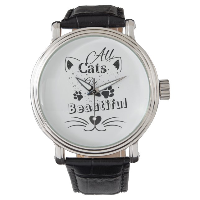 All Cats Are Beautiful – Minimal Cute Cat Design Armbandsur (Framsida)